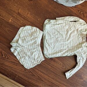 Lake Striped Women's Pajama Set - Green and White